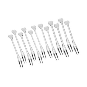 Mini Garfos Para Petiscos Em Aço Inox Coração Com 12 Peças