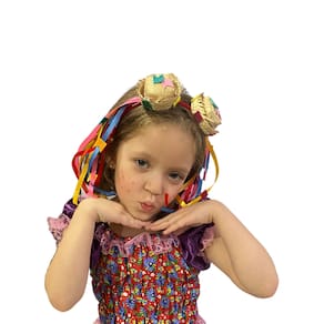Tiara Arquinho Luxo Festa Junina com Mini Chapéu de Palha e Fitas Coloridas São João Arraia Quermesse