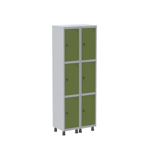 Armário Roupeiro 6 Portas Aço GRP 502/6 Pandin Móveis Cinza/Verde Miró