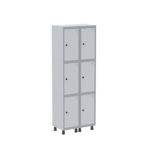 Armário Roupeiro 6 Portas Aço GRP 502/6 Pandin Móveis Cinza/Branco