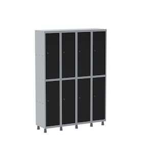 Armário Roupeiro 8 Portas Aço GRP 504/8 Pandin Móveis Cinza/Preto
