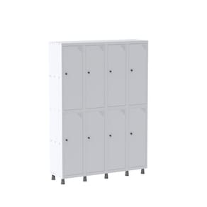 Armário Roupeiro 8 Portas Aço GRP 504/8 Pandin Móveis Cinza/Branco