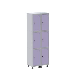 Armário Roupeiro 6 Portas Aço GRP 502/6 Pandin Móveis Cinza/Lilás