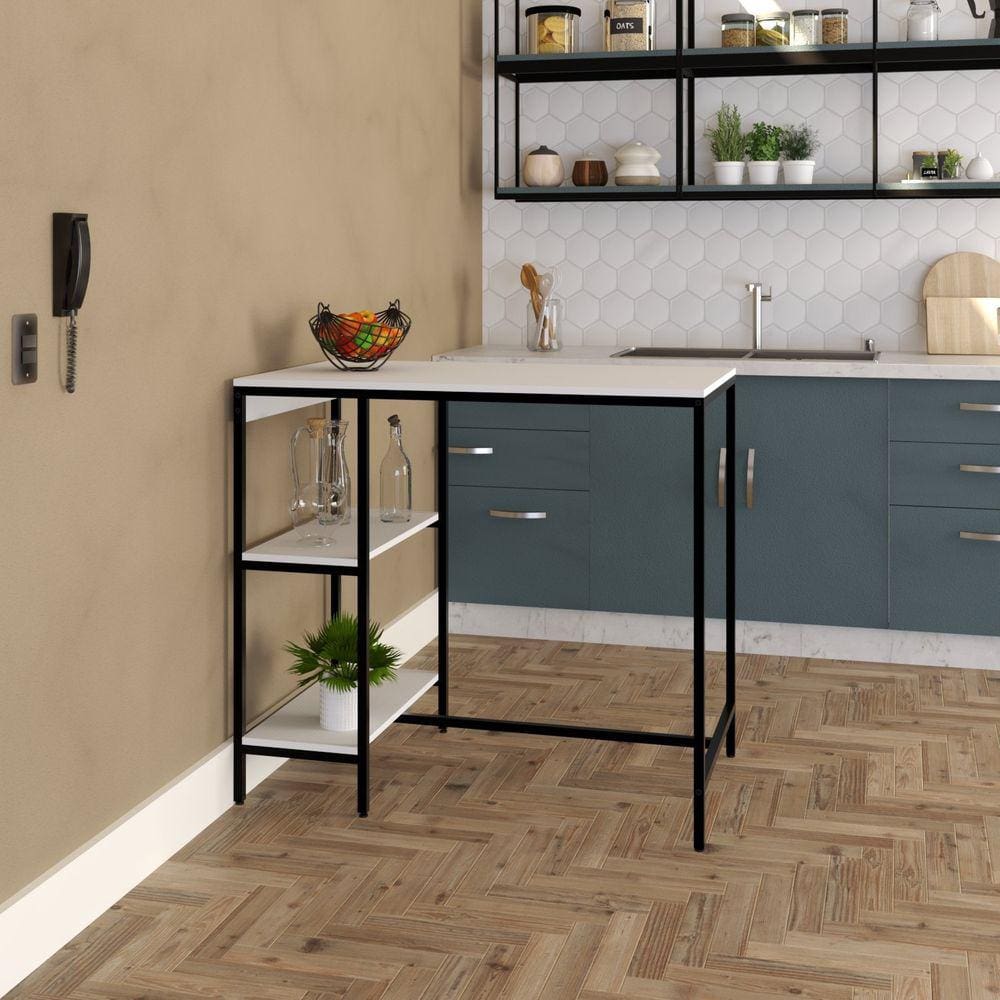 Mesa Bistrô 100x60cm Active Yescasa Branco Chess/Preta