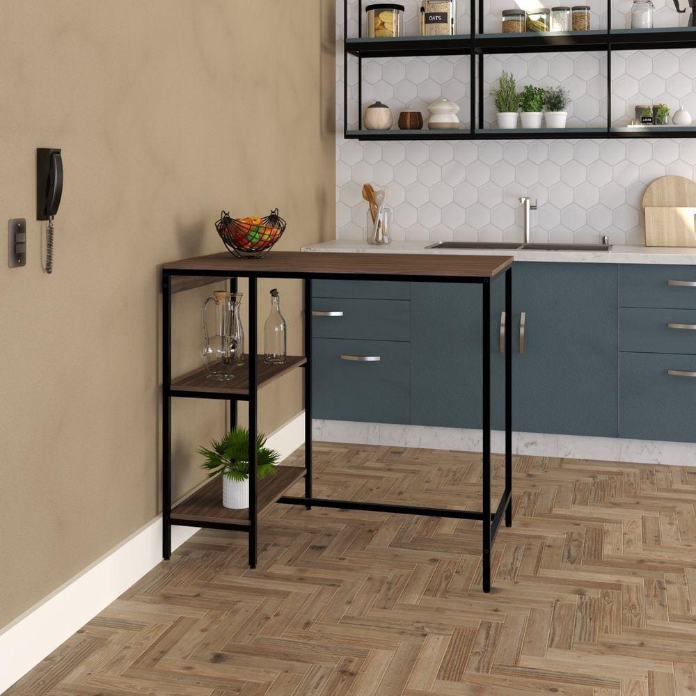 Mesa Bistrô 100x60cm Active Yescasa Nogal/Preto