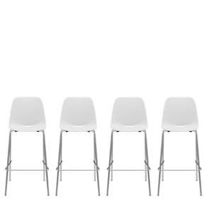 Kit 4 Cadeiras Quick Fixa Alta 4 Pés Branco