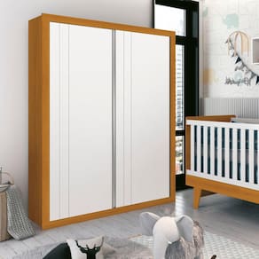 Guarda Roupa de Bebê 2 Portas 3 Gavetas Prince Branco Fosco/Savana