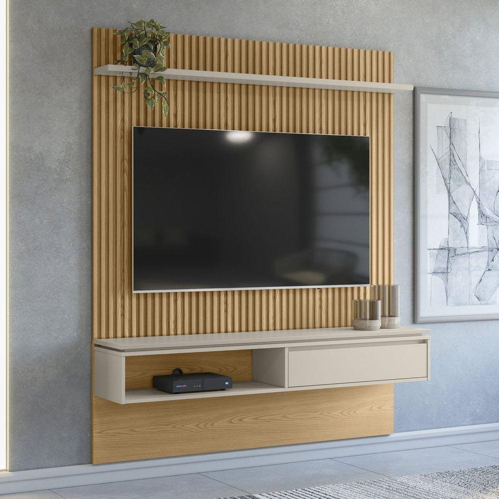 Painel Home Samambaia Para TV até 65 Polegadas Sem Kit LED CabeCasa MadeiraMadeira Carvalho/Off White