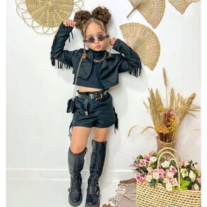 Conjunto Country Infantil Menina Blogueirinha/Festa junina-3 peças-Blazer-Cropped-Short