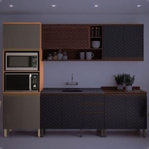 Paneleiro Torre Quente Macadâmia 70cm Para Micro e Forno Freijó/Grafite
