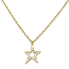 Colar Estrela Cravejada de Zirconia Banhado a Ouro 18k