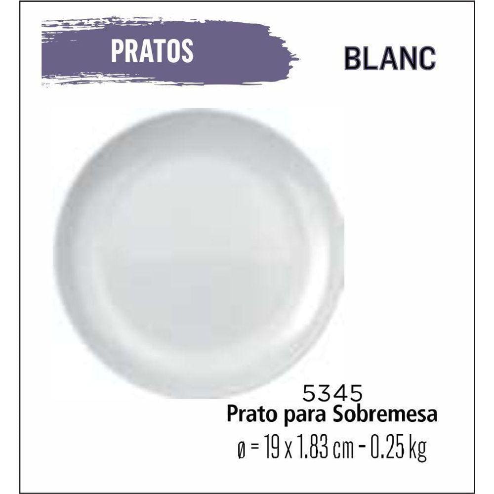 Jogo De Pratos Blanc 04 Sobremesa - Lanche -19Cm Branco