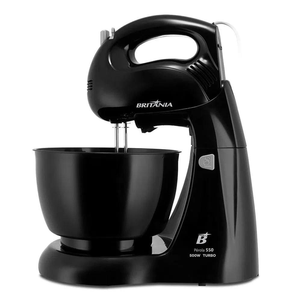 Batedeira Britânia Perola Turbo Double Bowl 500W Preta 550 - 110V
