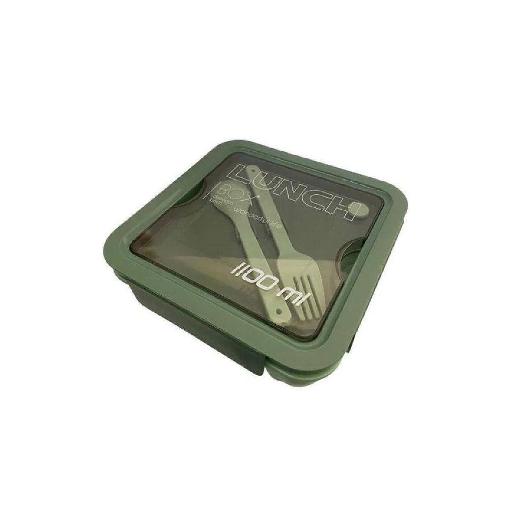 Marmita Lunch Box Plástico Divisória Talher - Azul