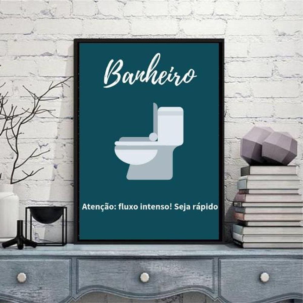 Quadro Sinalizador Banheiro Unissex Bar 24X18Cm Vidro Preta