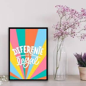 Quadro Frase Diferente É Legal 24X18Cm - Vidro Preta