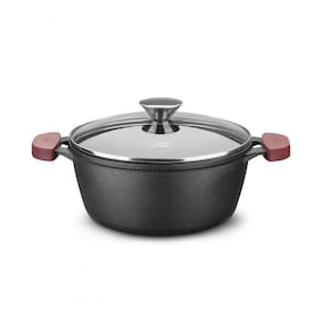 Caçarola De Ferro Fundido C/ Tampa De Vidro Forno E Fogão 18cm 1,6l Mta 8339