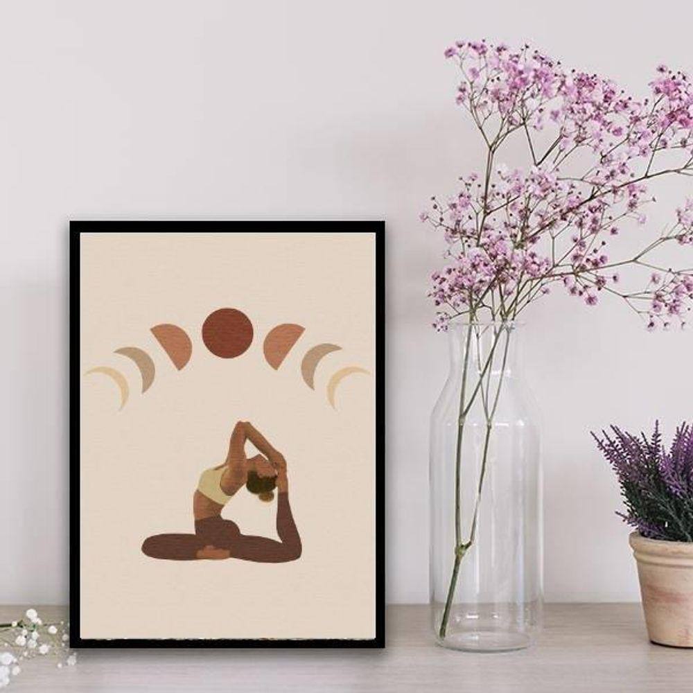 Quadro Decorativo Yoga Boho 24X18Cm - Vidro Preta