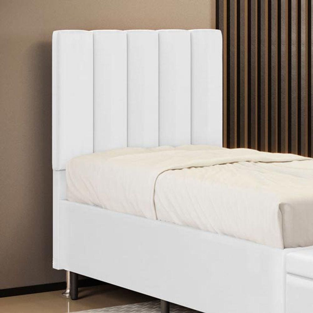 Cabeceira Nashira 90 para Cama de Solteiro A-013 Couro Branco Aradecor