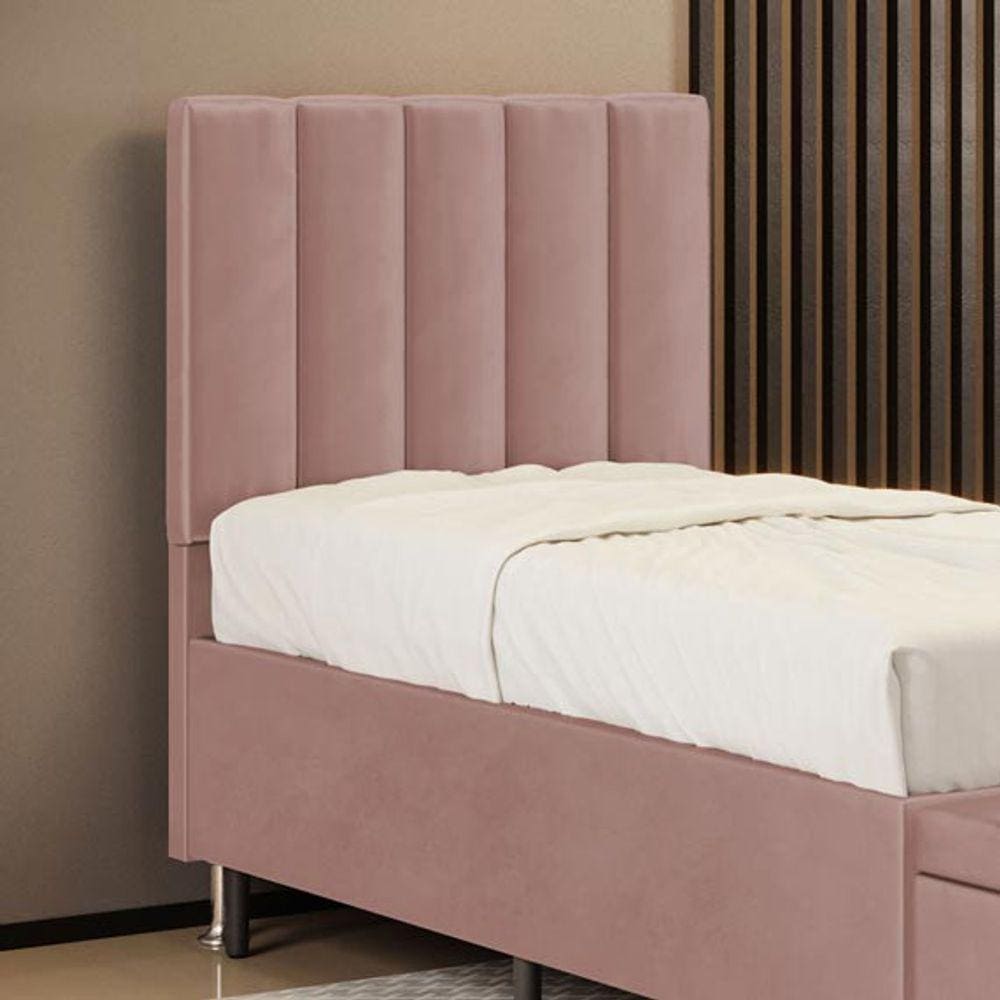 Cabeceira Nashira 90 para Cama de Solteiro N-031 Veludo Rosê Claro Aradecor