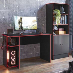Kit Mesa Computador Gamer 3875 e Armario 2 Portas 4095