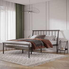 Cama Casal em Aço Begônia CabeCasa MadeiraMadeira Estanho