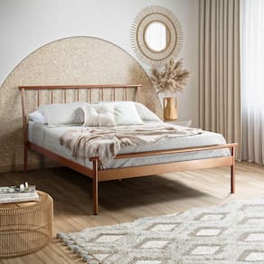 Cama Queen em Aço Begônia CabeCasa MadeiraMadeira Cobre