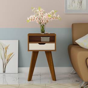 Mesa de Apoio 1 Gaveta e Nicho Vip Artely Cedro/Off White