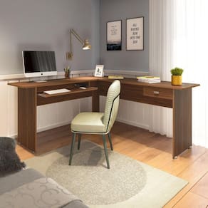 Mesa em L para Escritório1 Gaveta Cannes Artely Cedro