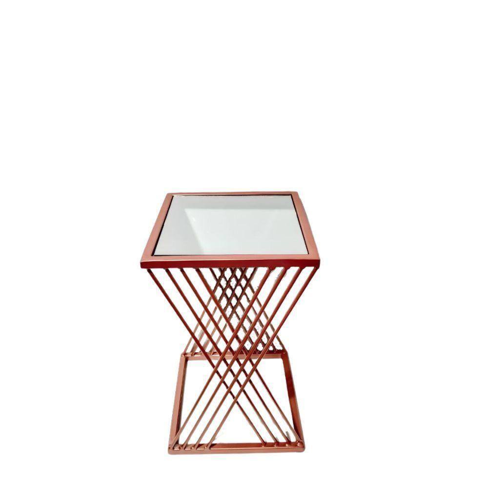 Mesinha De Centro Com Tampo De Vidro Rose Gold - Rosê