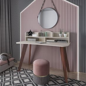 Escrivaninha com Nicho Sofia Artely  Off White/Cedro
