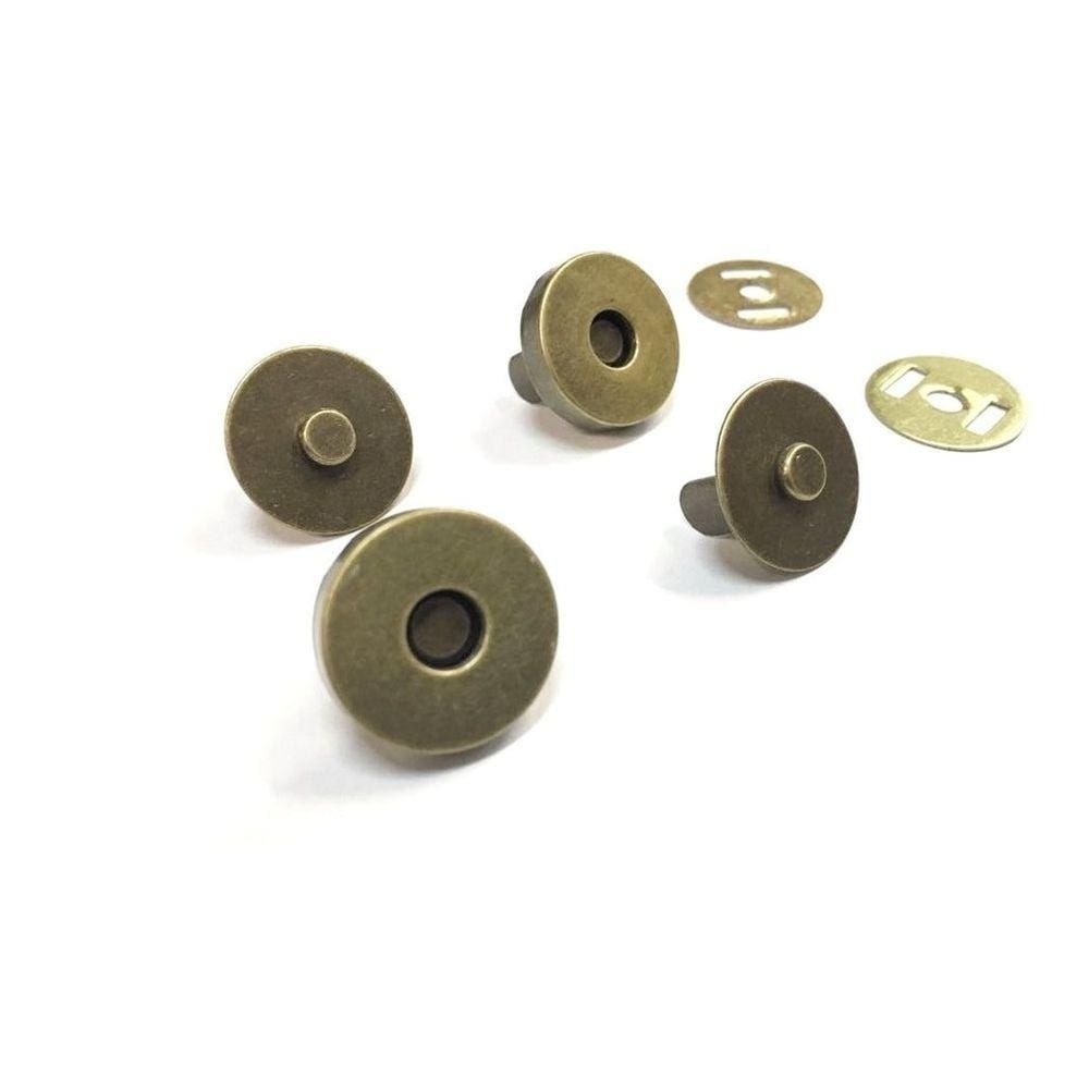 Botão Imã 14mm para Bolsas Ouro Velho - Kit com 25 Unidades