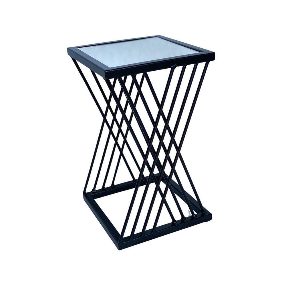 Mesinha De Centro Com Tampo De Vidro Preto - Preto