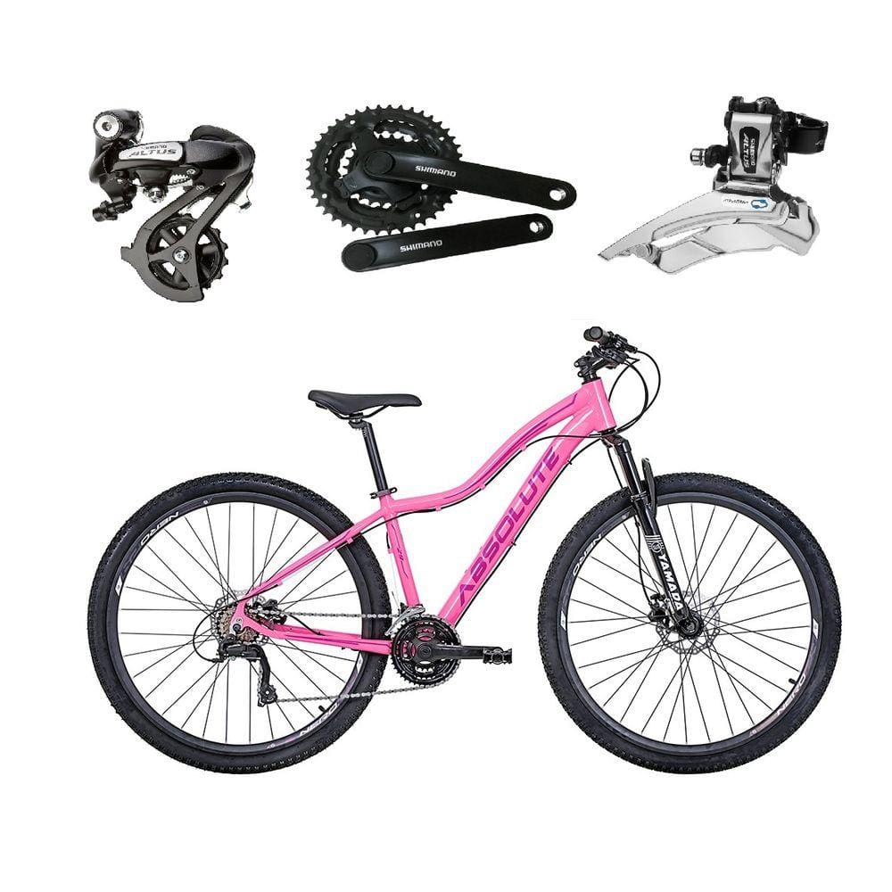 Bicicleta Aro 29 Absolute Hera Feminina Câmbios Shimano Altus 24v K7 Alumínio Freios Hidráulicos Garfo Com Trava - Rosa