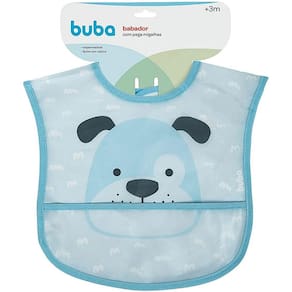 Babador Com Pega Migalhas Buba Impermeável Cachorro Azul