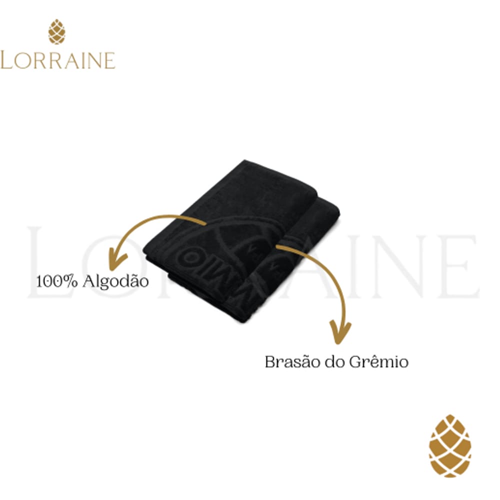 Kit 2 Toalhas de Rosto Jacquard Buettner Grêmio Preto
