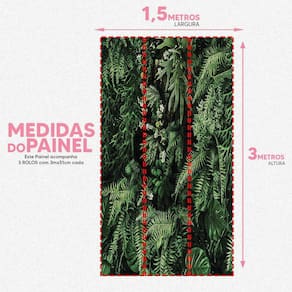 Papel De Parede Painel 3D Folhas Samambaia Verde 1,5M