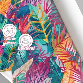 Papel De Parede Painel 3D Folhas Figueira Colorida 4M