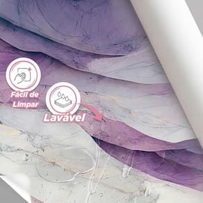 Papel De Parede Painel 3D Mármore Branco E Roxo Viníl 1M