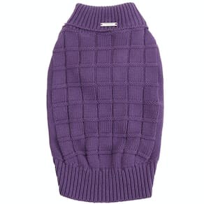 Suéter de Tricô Gola V Transpassada e Mangas Longas Roxo Tam G