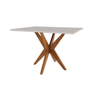 Mesa para Sala de Jantar 120x90 cm em Madeira Maciça com Tampo de Vidro Donna Marrom/Off White Nesher