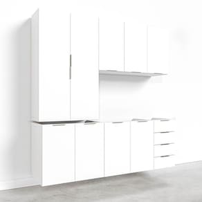 Cozinha Modulada 4 Peças sem Tampo 2 Aéreos 5 Portas e 2 Balcões Ipanema CabeCasa MadeiraMadeira Branco