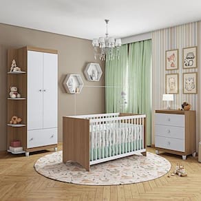 Conjunto Quarto Gutti Berço Com Colchão Comoda Guarda Roupa