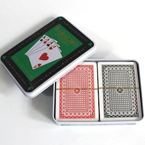 Par Baralho Plastico Carta Estojo Lata Poker Truco Carteado