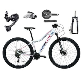 Bicicleta Aro 29 Absolute Hera Feminina Alumínio Câmbios Shimano Deore e Altus 27v Freios Hidráulicos Garfo Com Trava no Guidão - Branco