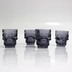 Kit Jogo 04 Copos Shot Caveira Skull Vidro Bar Tequila 42ml