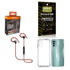 Kit Capinha Moto G62 Fone Bluetooth E Película De Vidro 3D