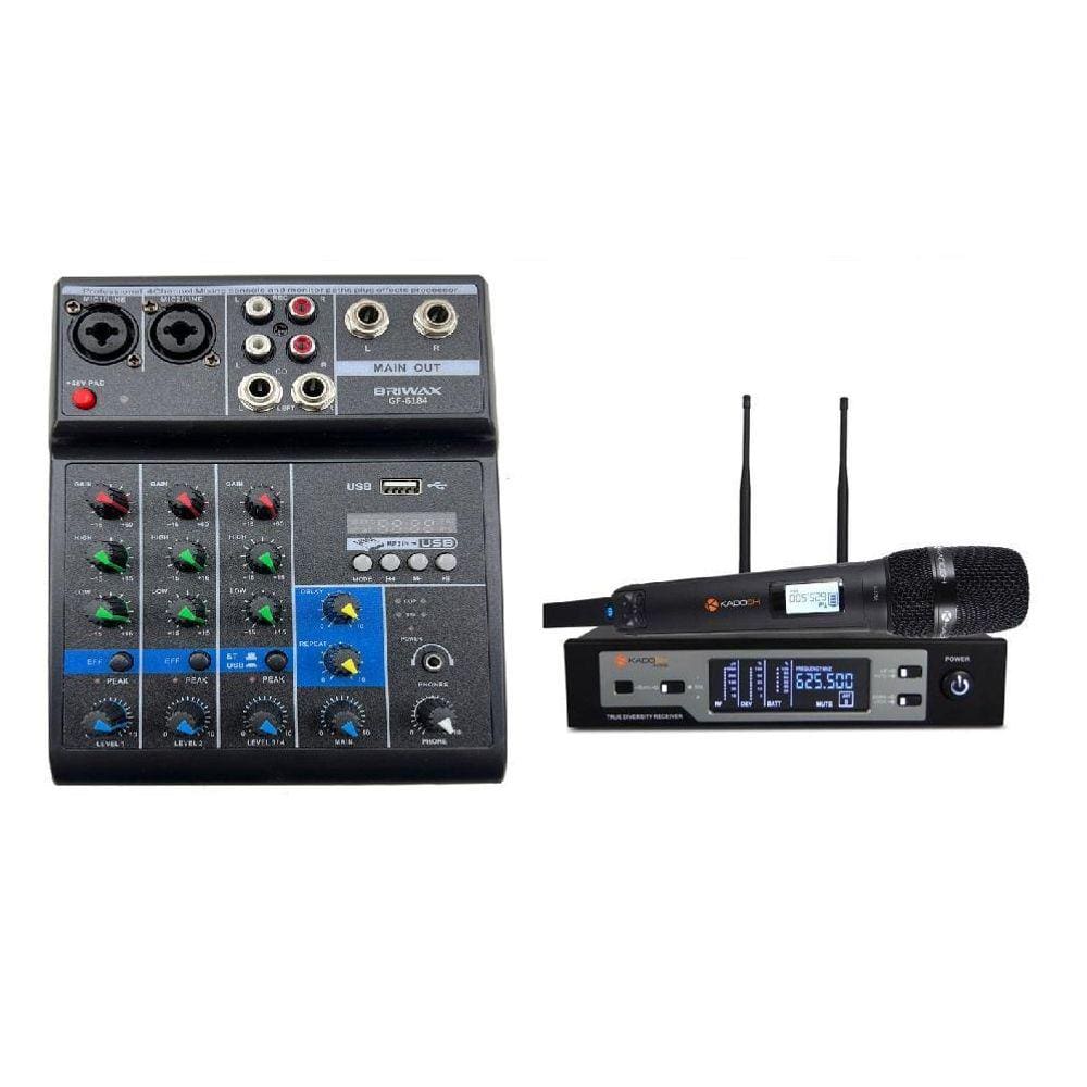 Kit Mesa 4 Canais Gf-6184 + Microfone Sem Fio Kadosh K1201M