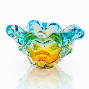 Centro De Mesa Em Cristal Murano Azul E Âmbar São Marcos