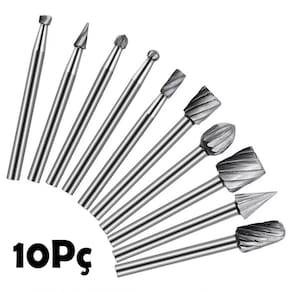 Jogo 10 Fresas Brocas Universal Lorben Rotativa 1/8" Entalhe Madeira Micro Retifica GT6206